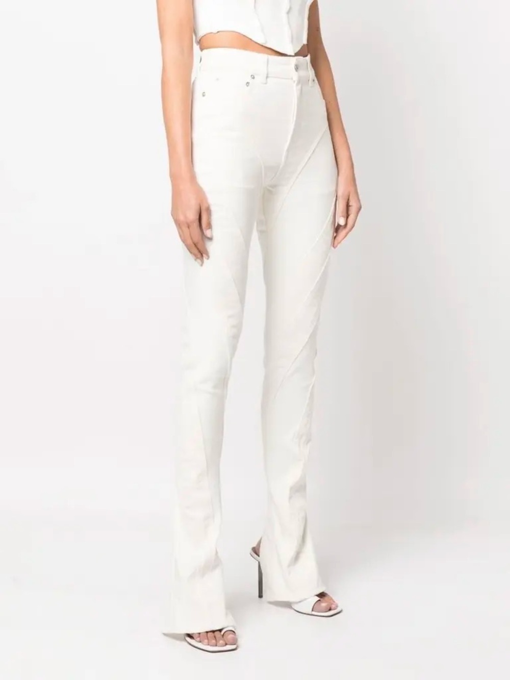 Mugler White High-Rise Flare Jeans